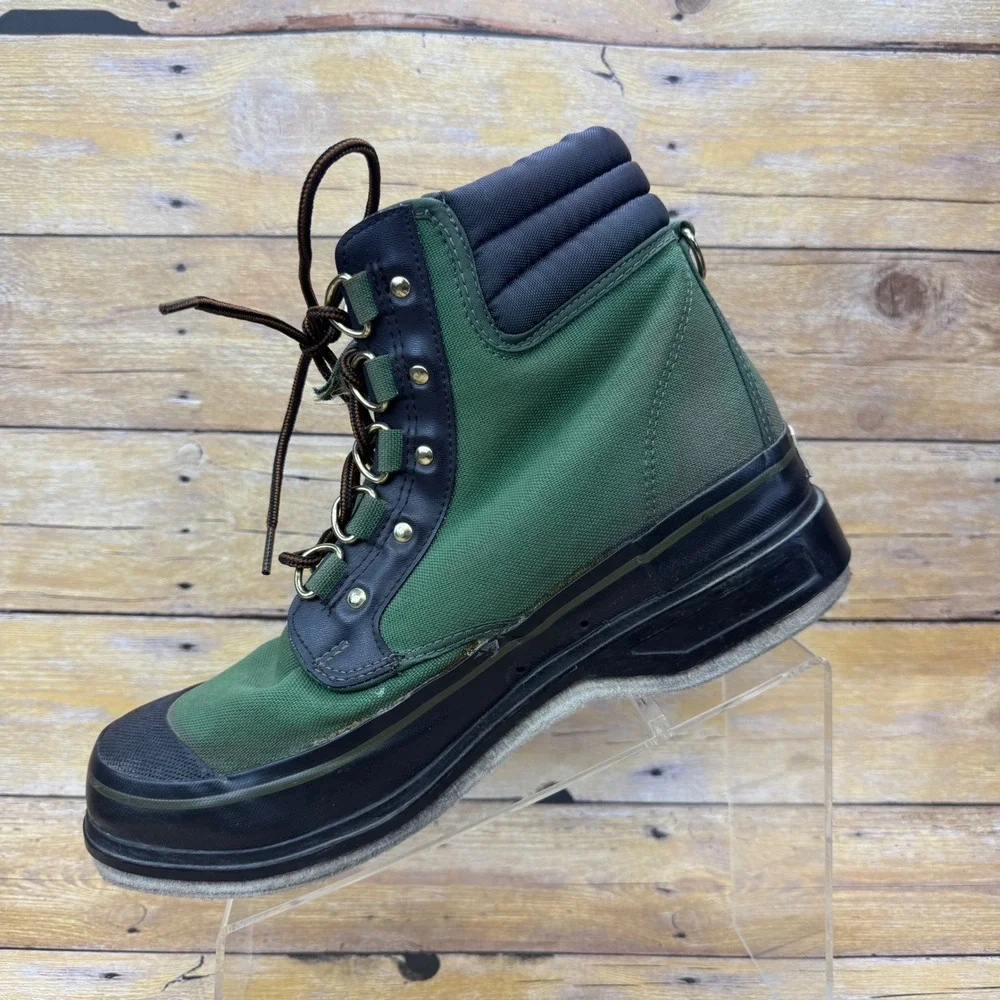 Orvis Wading‎ Boots Mens 9 Green Canvas Felt Sole Fly Fishing Gear Gravel